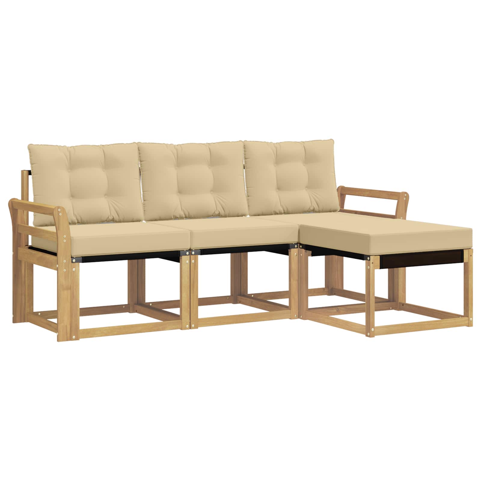 Set vanjskih sofa s jastukom 4 pcs Bijela i bež