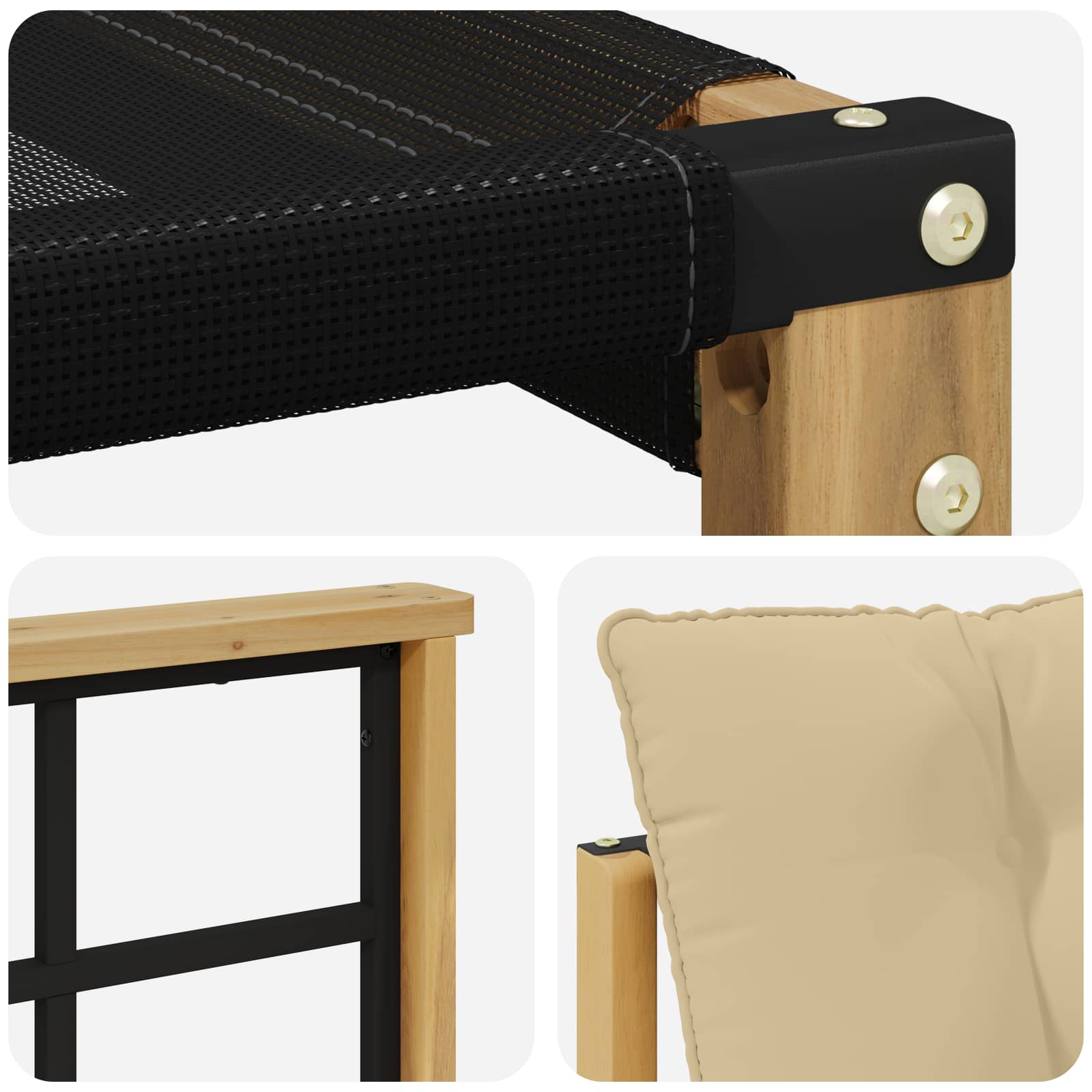 Set vanjskih sofa s jastukom 4 pcs Bijela i bež