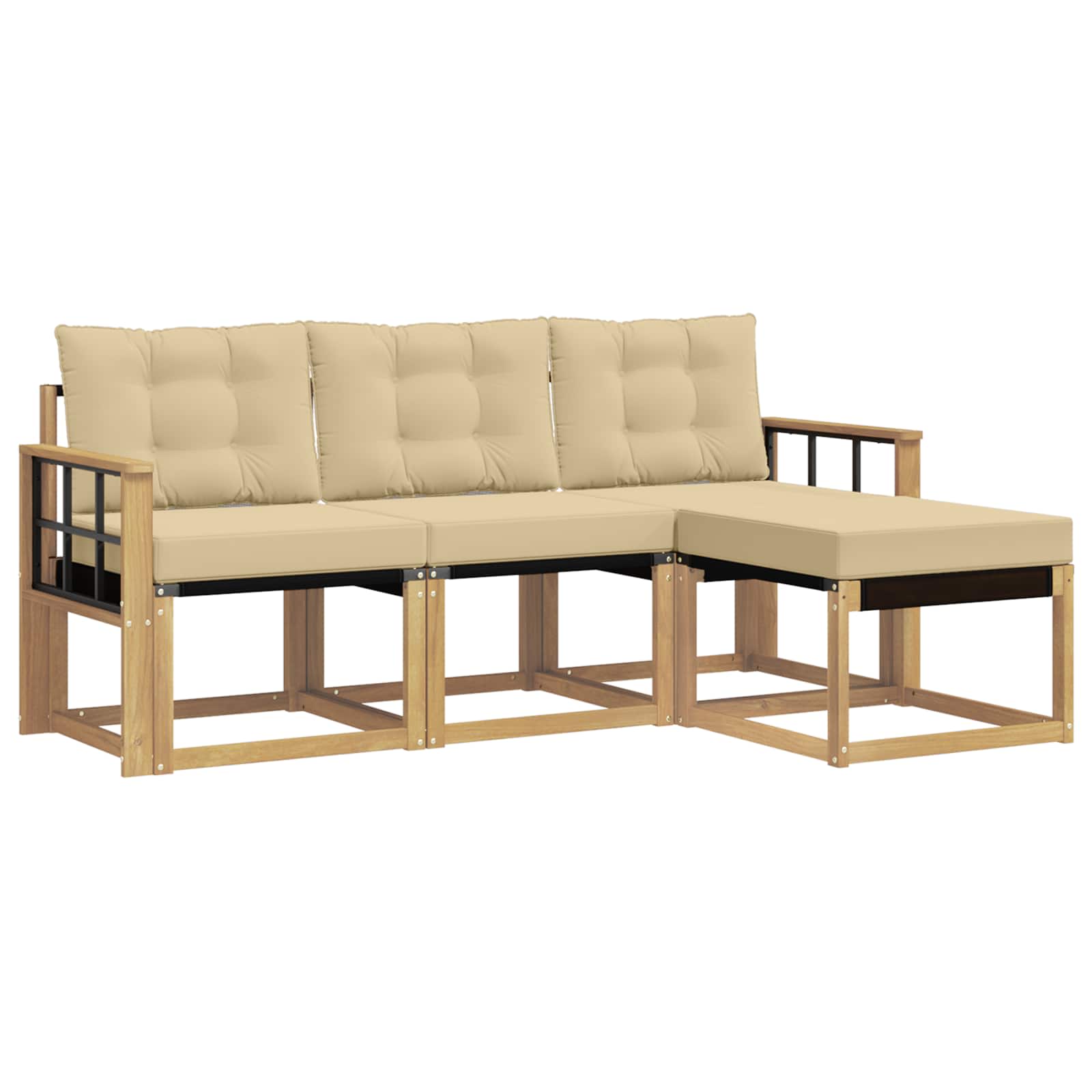 Set vanjskih sofa s jastukom 4 pcs Bijela i bež
