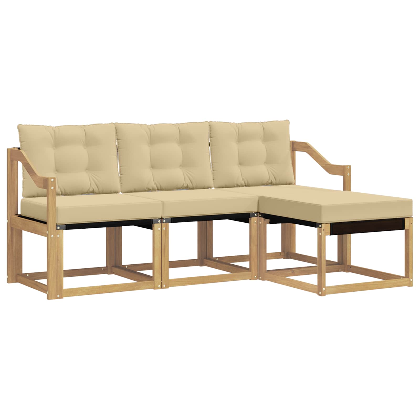 Set vanjskih sofa s jastukom 4 pcs Bijela i bež