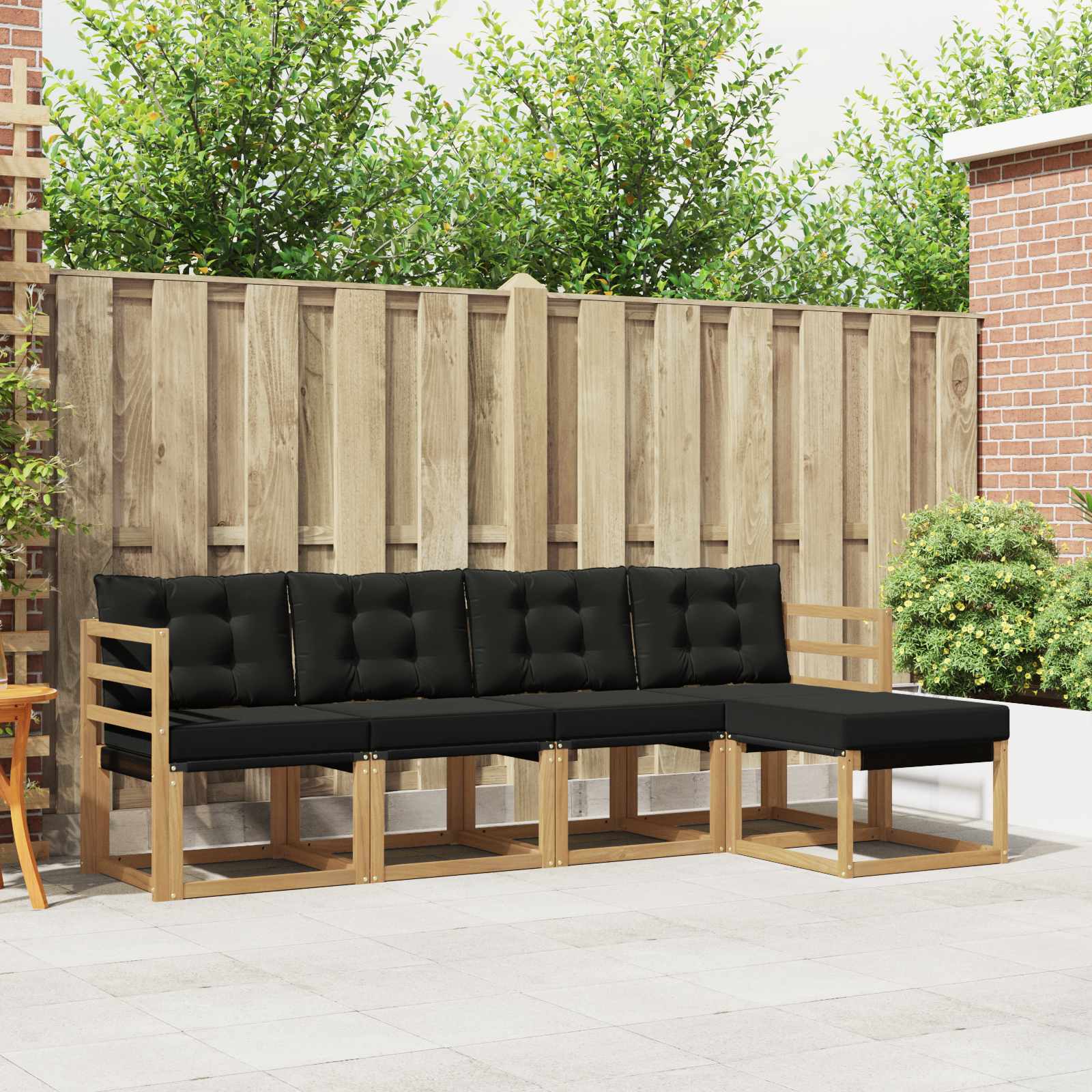 Set vanjskih sofa s jastukom 5 pcs Bijela i crna