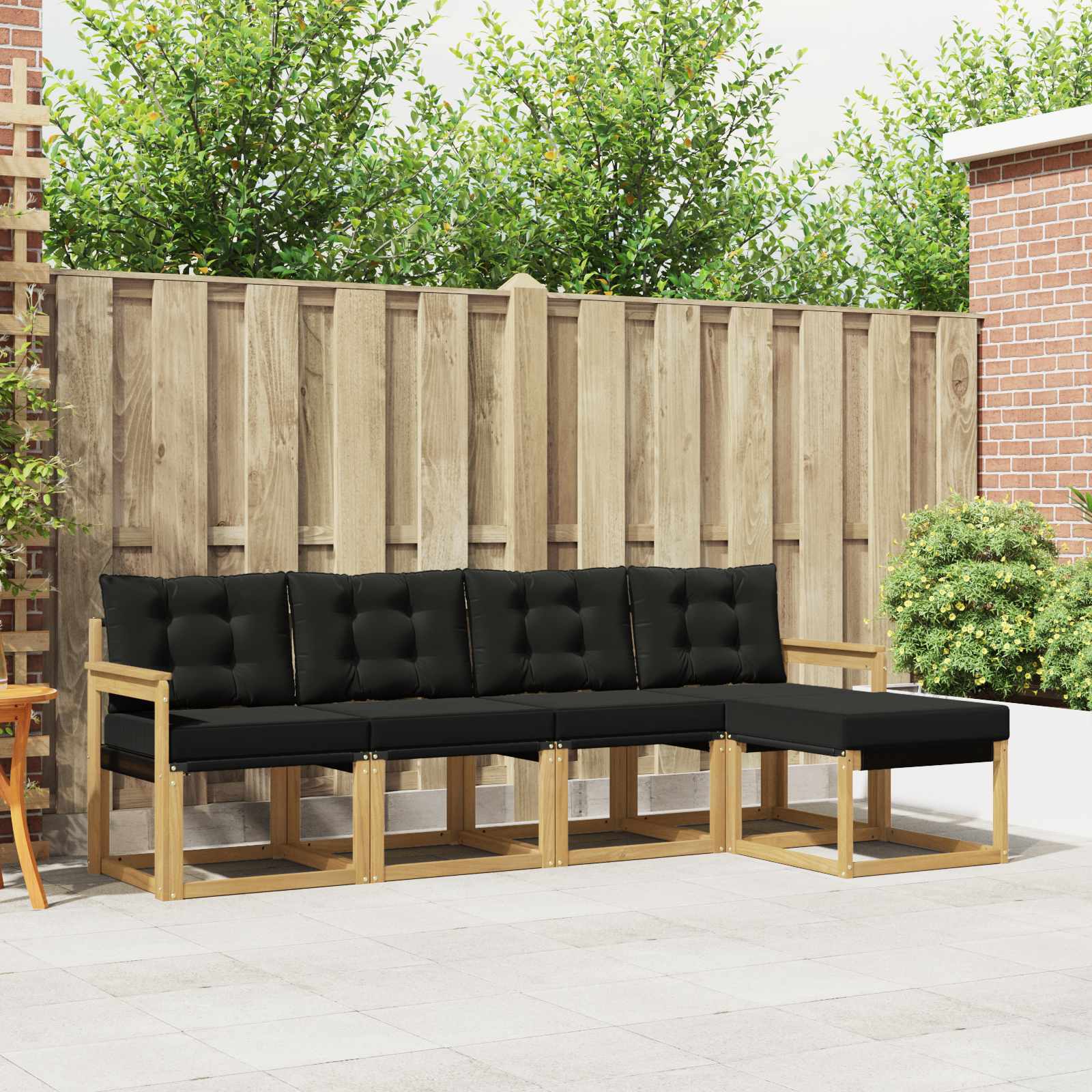 Set vanjskih sofa s jastukom 5 pcs Bijela i crna