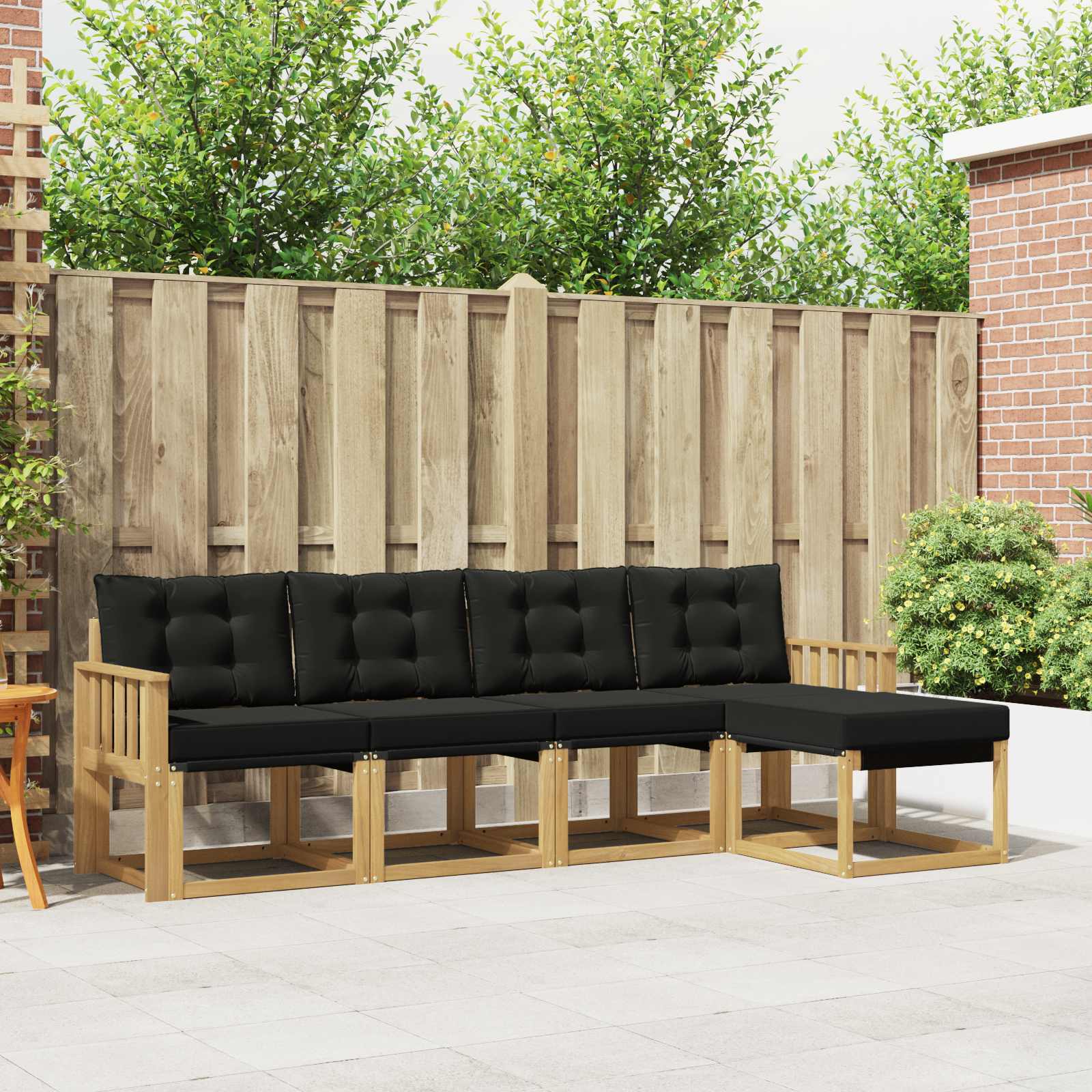 Set vanjskih sofa s jastukom 5 pcs Bijela i crna