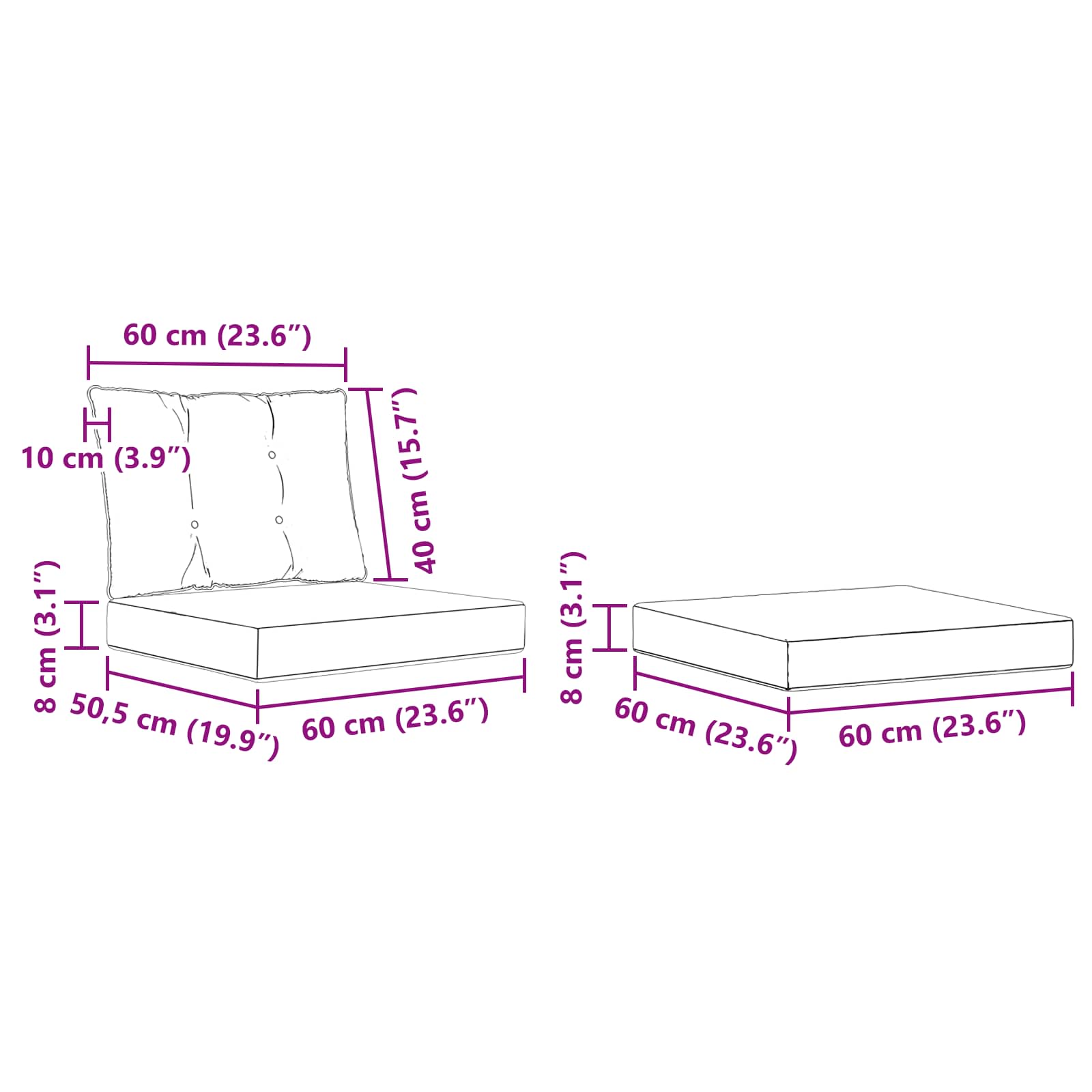 Set vanjskih sofa s jastukom 5 pcs Bijela i crna