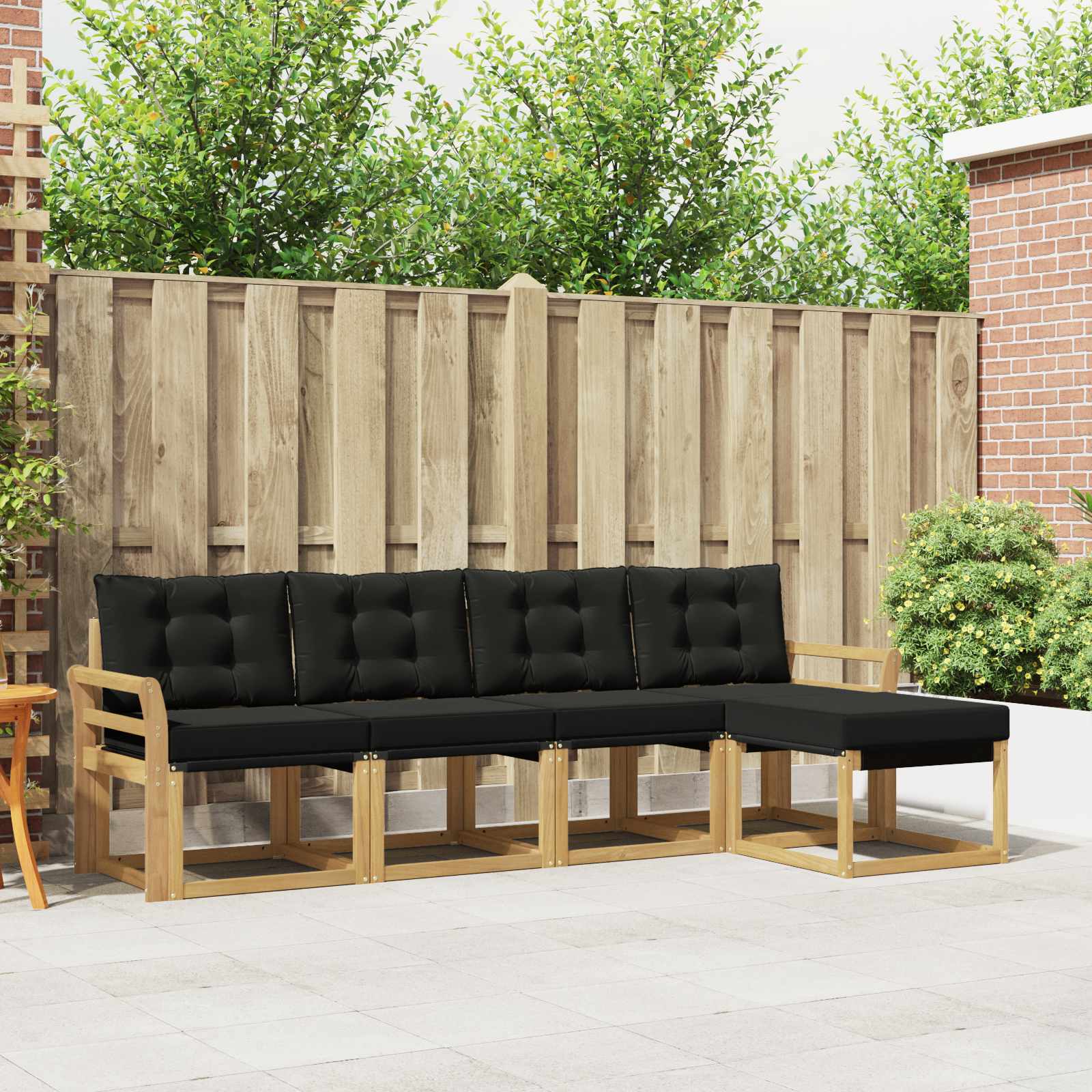 Set vanjskih sofa s jastukom 5 pcs Bijela i crna