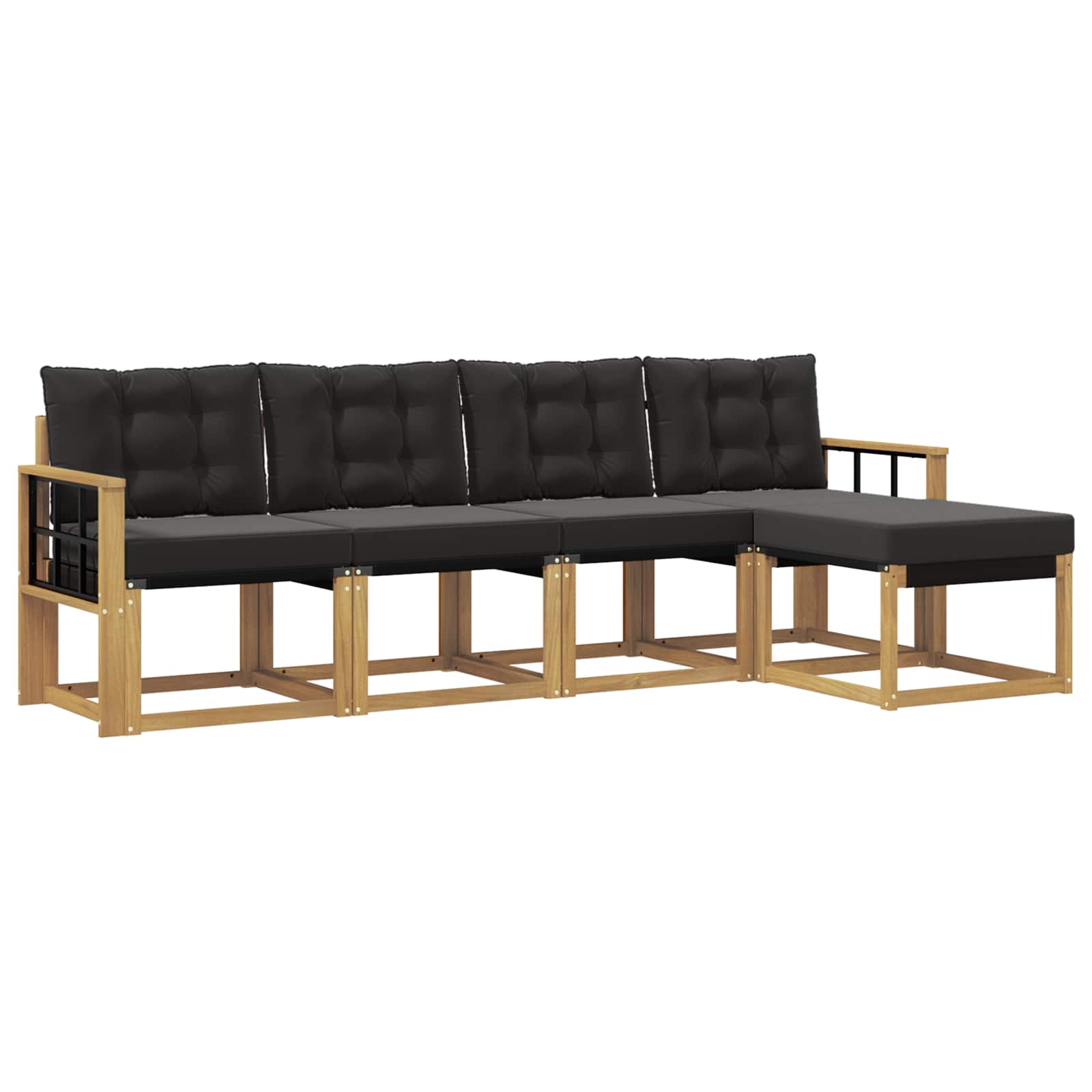 Set vanjskih sofa s jastukom 5 pcs Bijela i crna