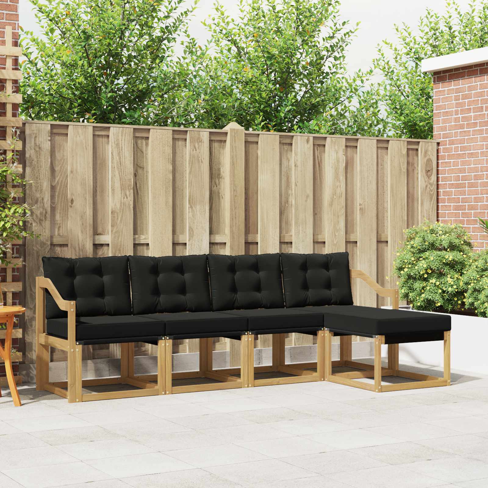 Set vanjskih sofa s jastukom 5 pcs Bijela i crna