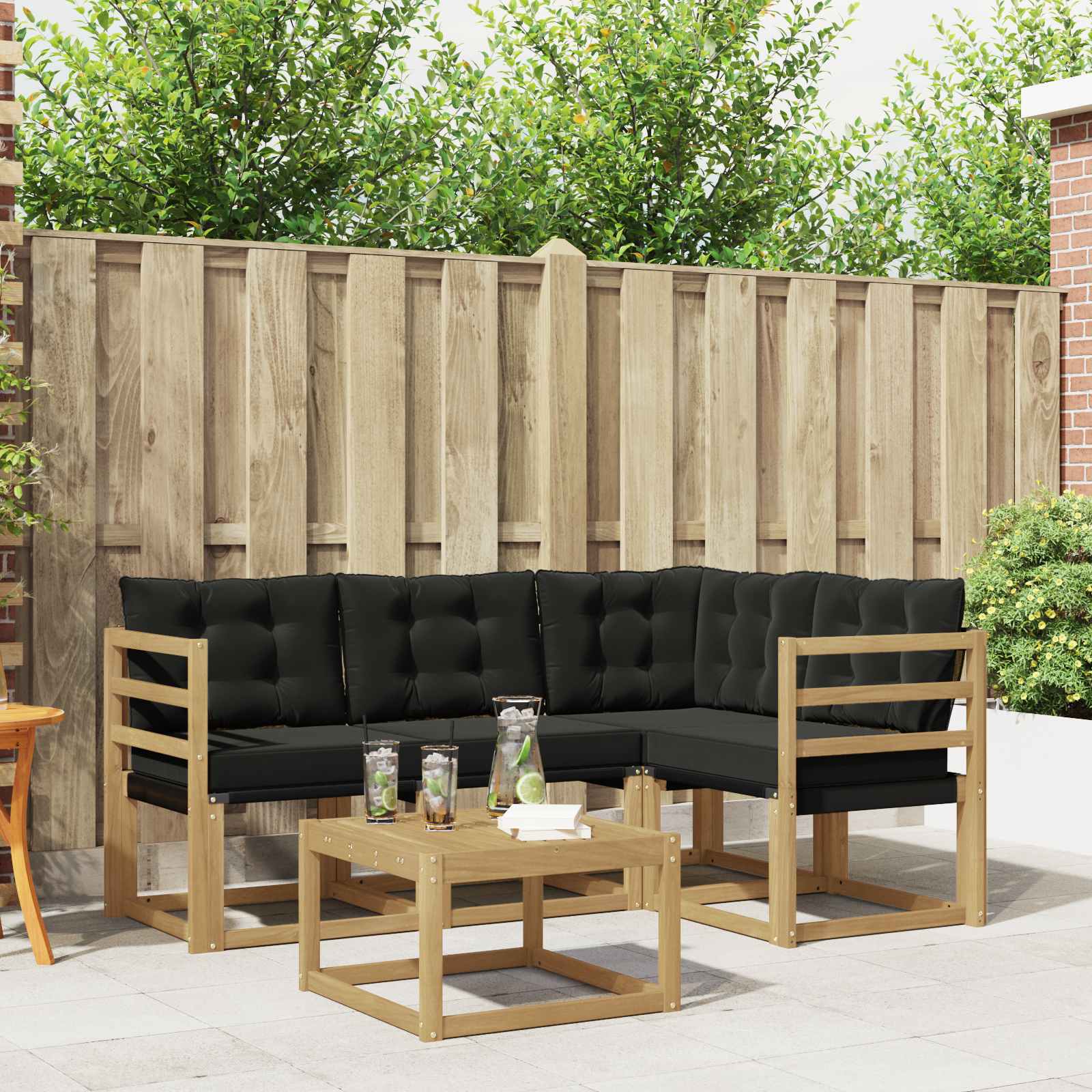 Set vanjskih sofa s jastukom 5 pcs Bijela i crna