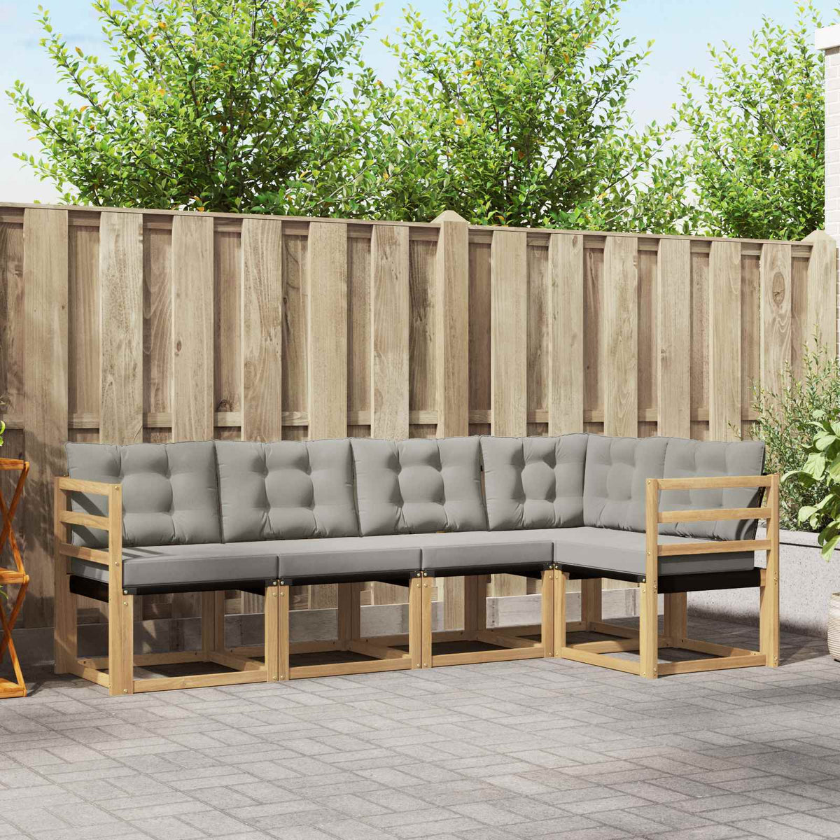Set vanjskih sofa 5 kom. Bijela i svjetlosiva Smeđa 245 x 126,5 x 73 cm