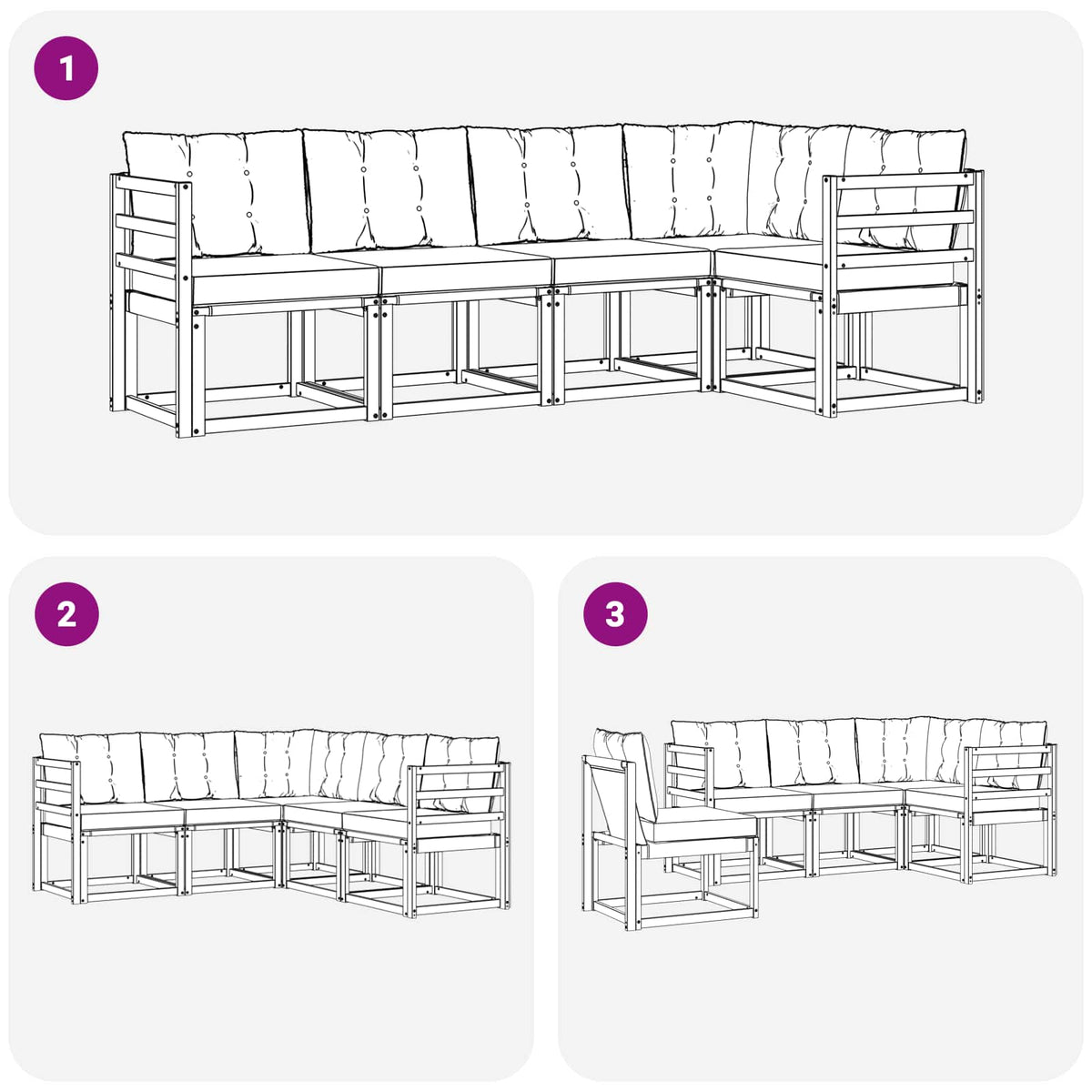 Set vanjskih sofa 5 kom. Bijela i svjetlosiva Smeđa 245 x 126,5 x 73 cm