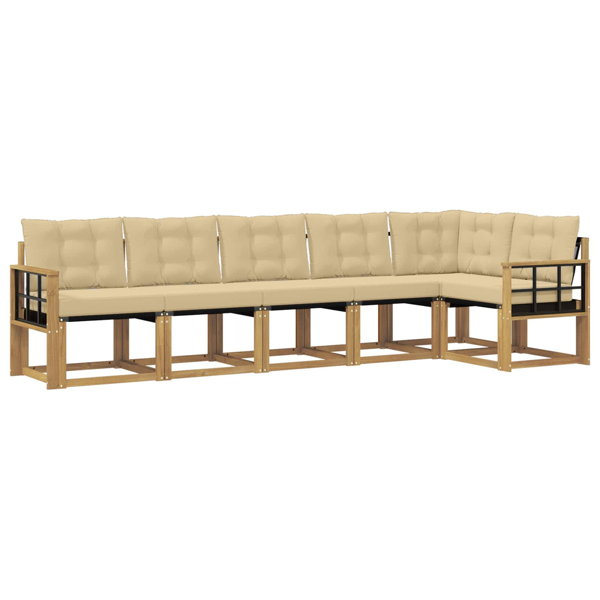 Set vanjskih sofa 6 kom. Bijela i bež Smeđa 306 x 128,5 x 73 cm
