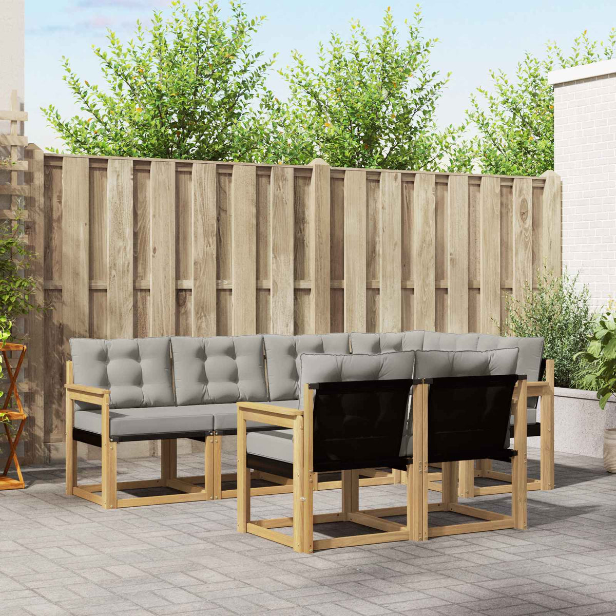 Set vanjskih sofa 7 kom. Bijela i svjetlosiva Smeđa 247 x 128,5 x 73 cm