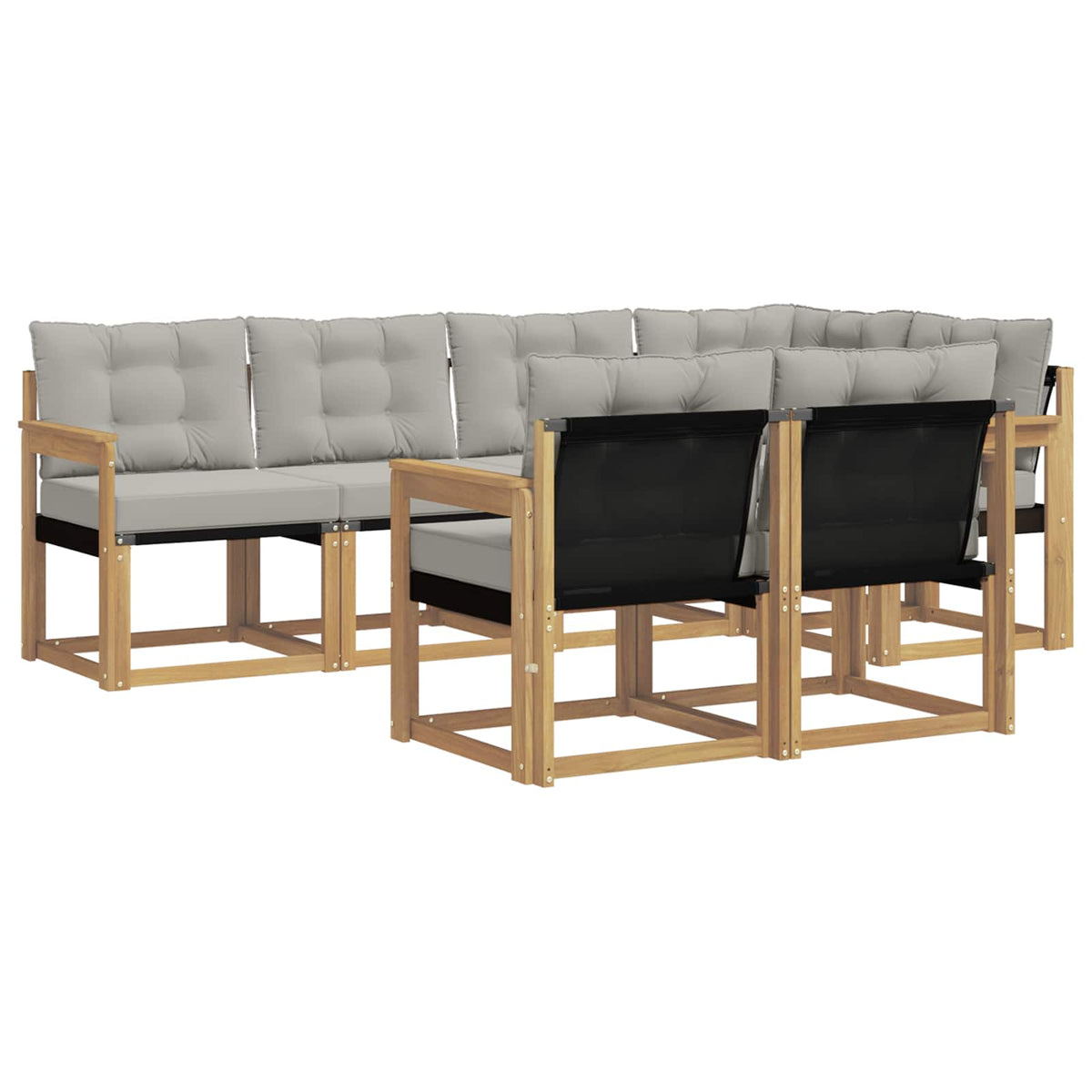Set vanjskih sofa 7 kom. Bijela i svjetlosiva Smeđa 247 x 128,5 x 73 cm