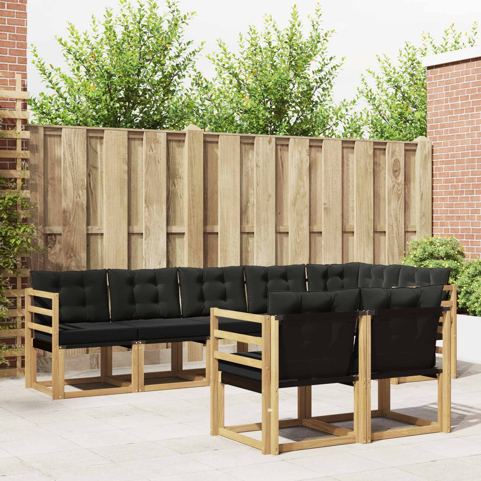 Set vanjskih sofa s jastukom 8 pcs Bijela i crna