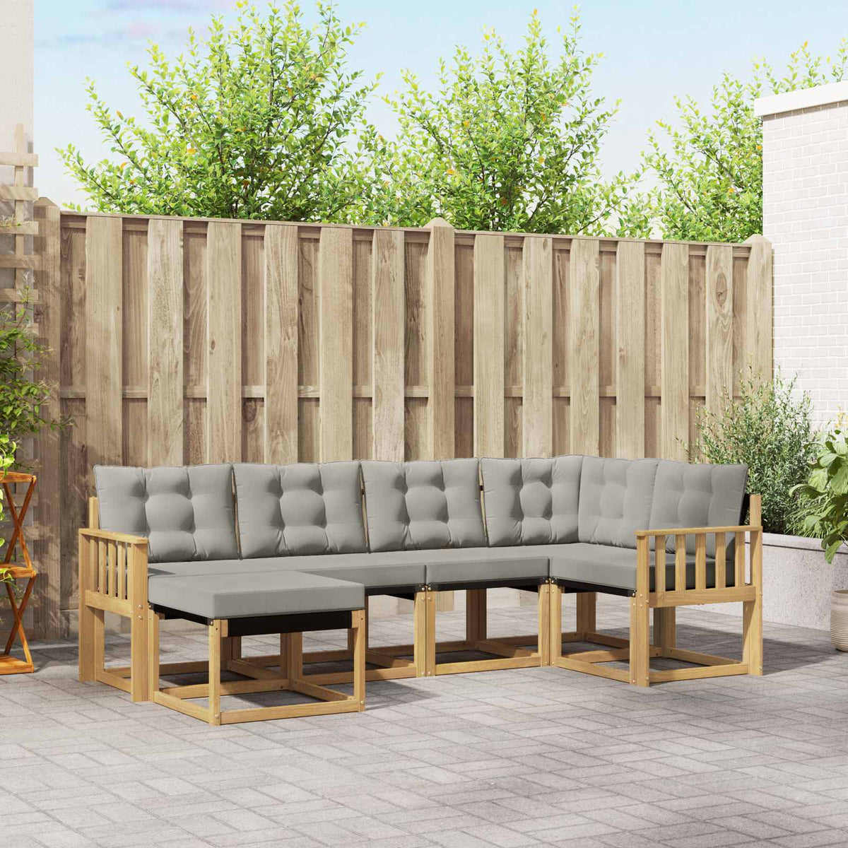 Set vanjskih sofa 6 kom. Bijela i svjetlosiva Smeđa 247 x 128,5 x 73 cm
