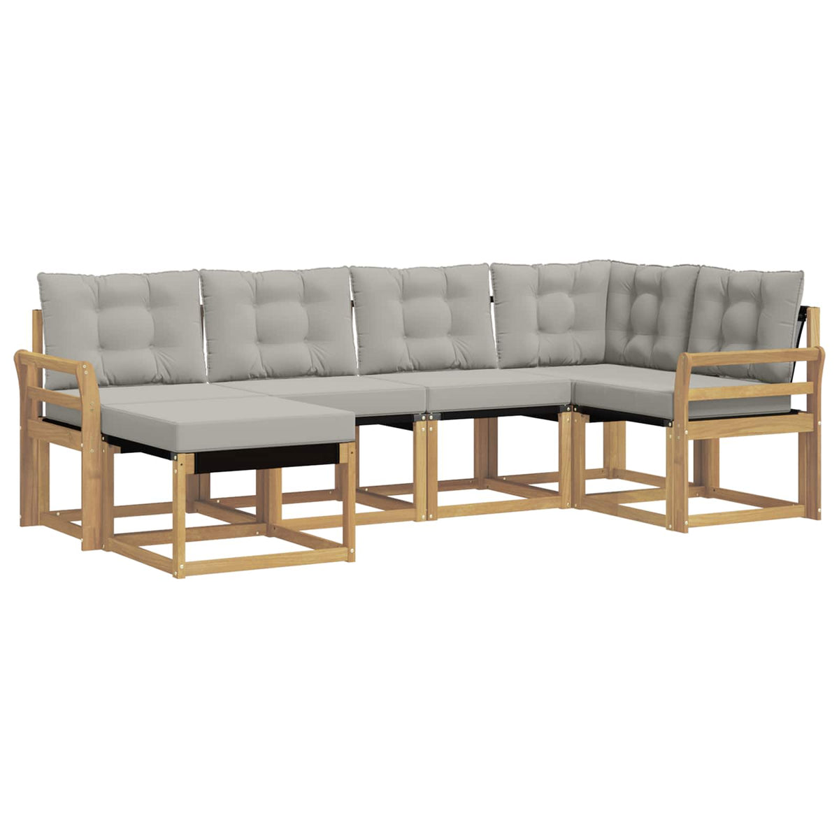 Set vanjskih sofa 6 kom. Bijela i svjetlosiva Smeđa 249 x 130,5 x 73 cm