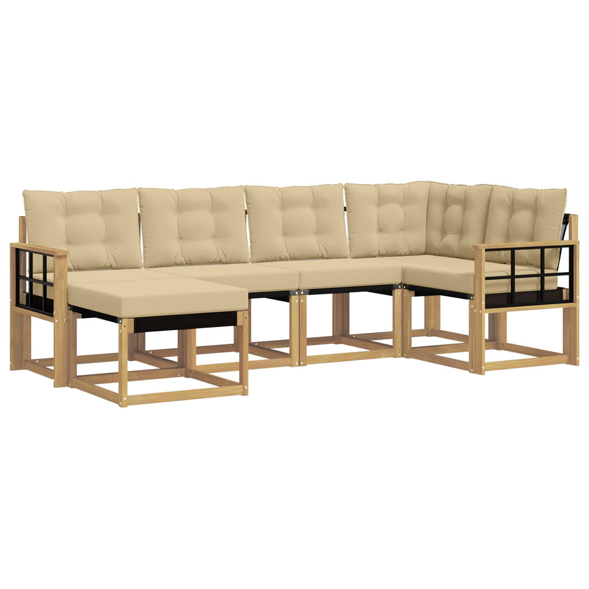 Set vanjskih sofa 6 kom. Bijela i bež Smeđa 247 x 128,5 x 73 cm