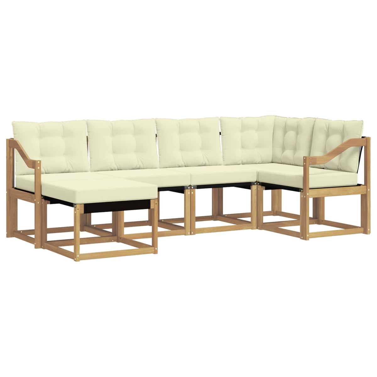 Set vanjskih sofa 6 kom. Bijela i krem Smeđa 245 x 126,5 x 73 cm