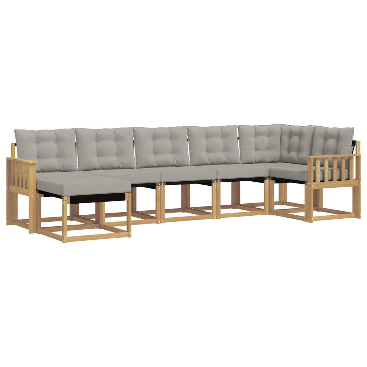 Set vanjskih sofa 7 kom. Bijela i svjetlosiva Smeđa 306 x 128,5 x 73 cm