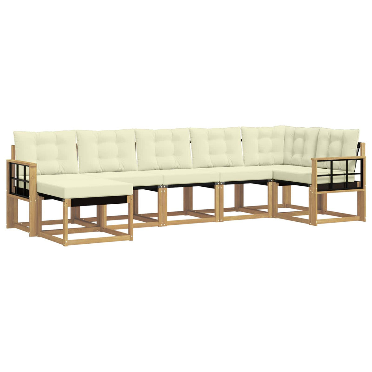 Set vanjskih sofa 7 kom. Bijela i krem Smeđa 306 x 128,5 x 73 cm