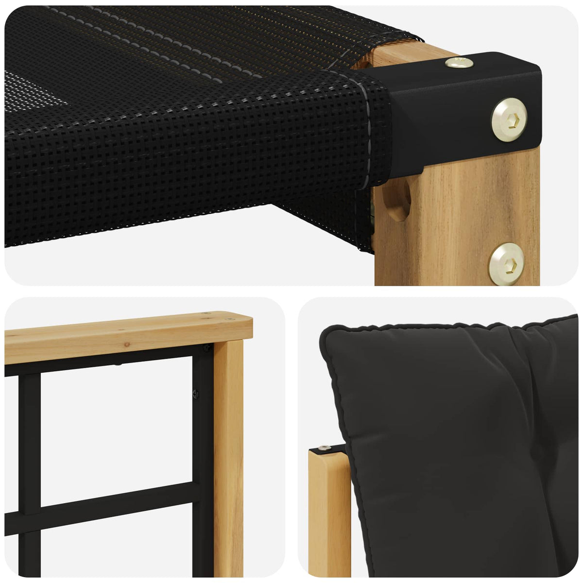 Set vanjskih sofa 7 kom. Bijela i crna Smeđa 306 x 128,5 x 73 cm