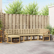 Set vanjskih sofa 7 kom. Bijela i bež Smeđa 304 x 126,5 x 73 cm