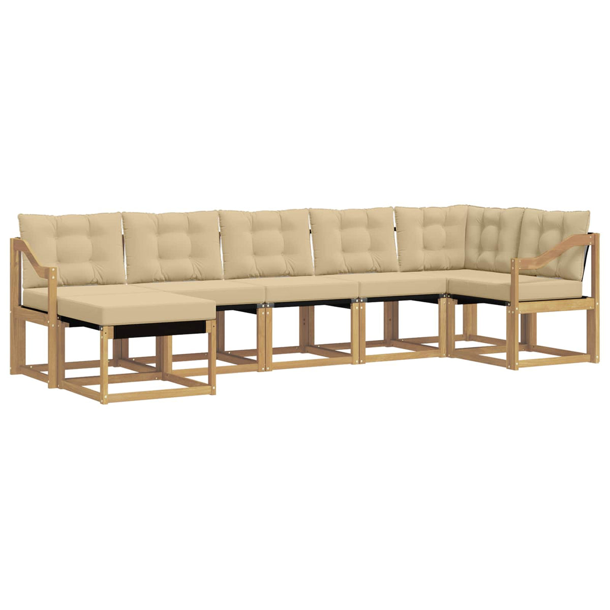 Set vanjskih sofa 7 kom. Bijela i bež Smeđa 304 x 126,5 x 73 cm