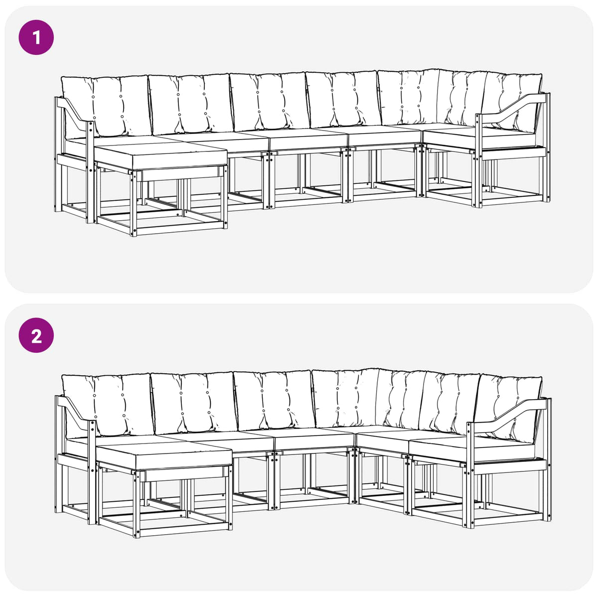 Set vanjskih sofa 7 kom. Bijela i bež Smeđa 304 x 126,5 x 73 cm