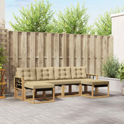 Set vanjskih sofa 6 kom. Bijela i bež Smeđa 249 x 122,5 x 73 cm