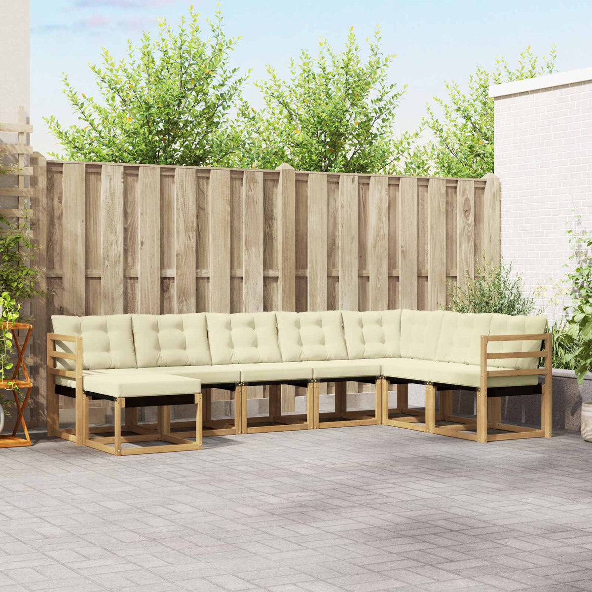 Set vanjskih sofa 8 kom. Bijela i krem Smeđa 304 x 185,5 x 73 cm