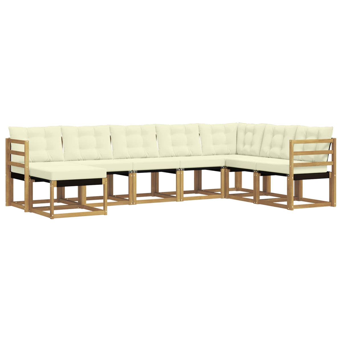 Set vanjskih sofa 8 kom. Bijela i krem Smeđa 304 x 185,5 x 73 cm