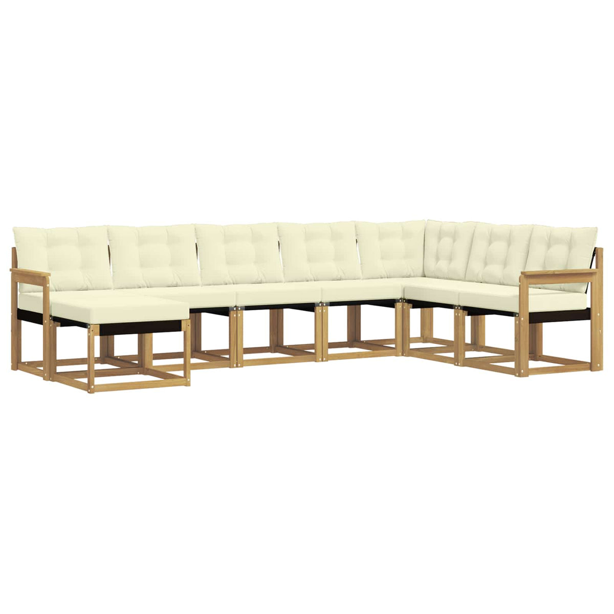 Set vanjskih sofa 8 kom. Bijela i krem Smeđa 306 x 187,5 x 73 cm