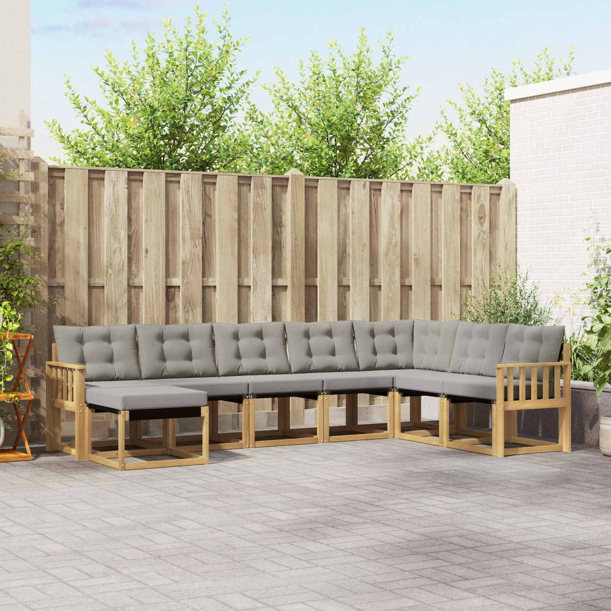 Set vanjskih sofa 8 kom. Bijela i svjetlosiva Smeđa 306 x 187,5 x 73 cm
