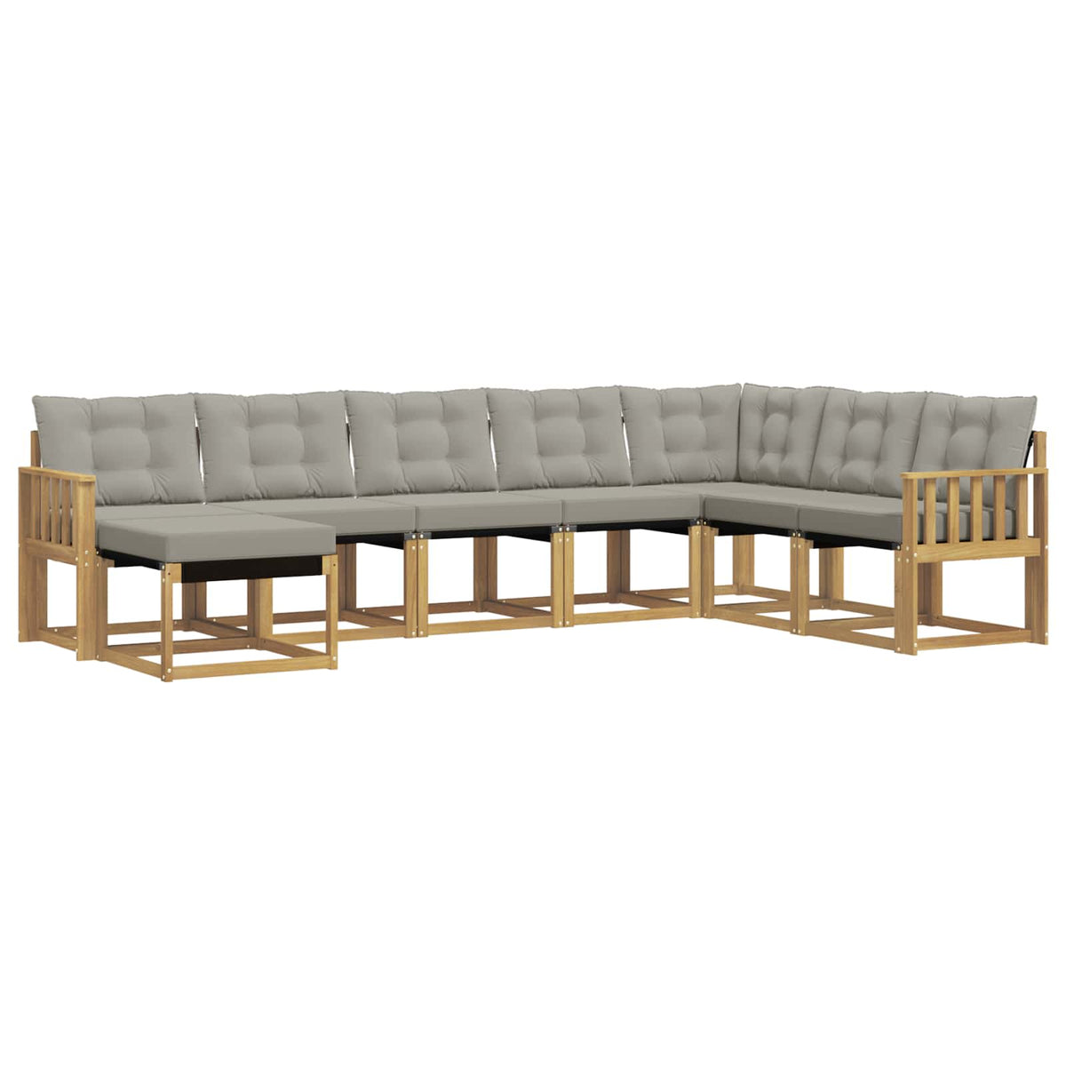 Set vanjskih sofa 8 kom. Bijela i svjetlosiva Smeđa 306 x 187,5 x 73 cm