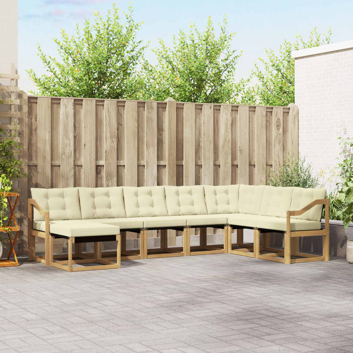 Set vanjskih sofa 8 kom. Bijela i krem Smeđa 304 x 185,5 x 73 cm