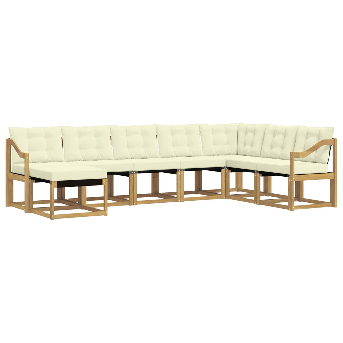Set vanjskih sofa 8 kom. Bijela i krem Smeđa 304 x 185,5 x 73 cm