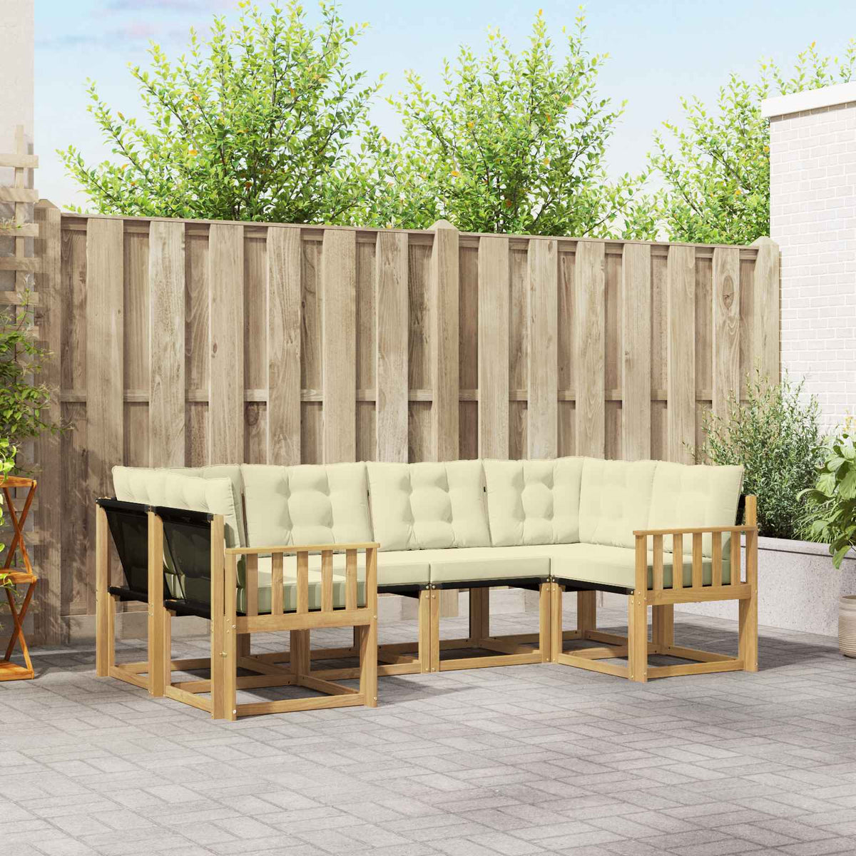 Set vanjskih sofa 6 kom. Bijela i krem Smeđa 245 x 128,5 x 73 cm