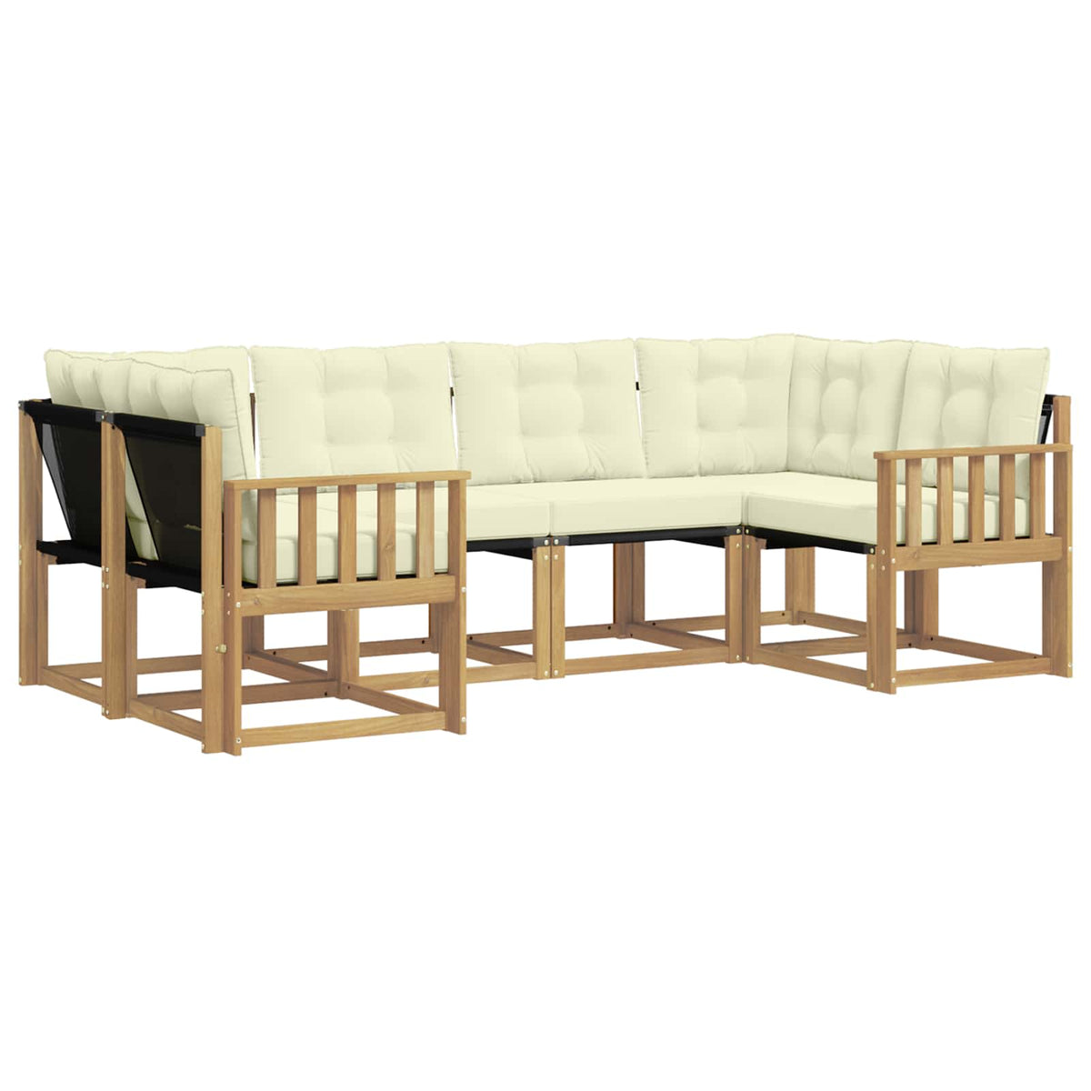 Set vanjskih sofa 6 kom. Bijela i krem Smeđa 245 x 128,5 x 73 cm