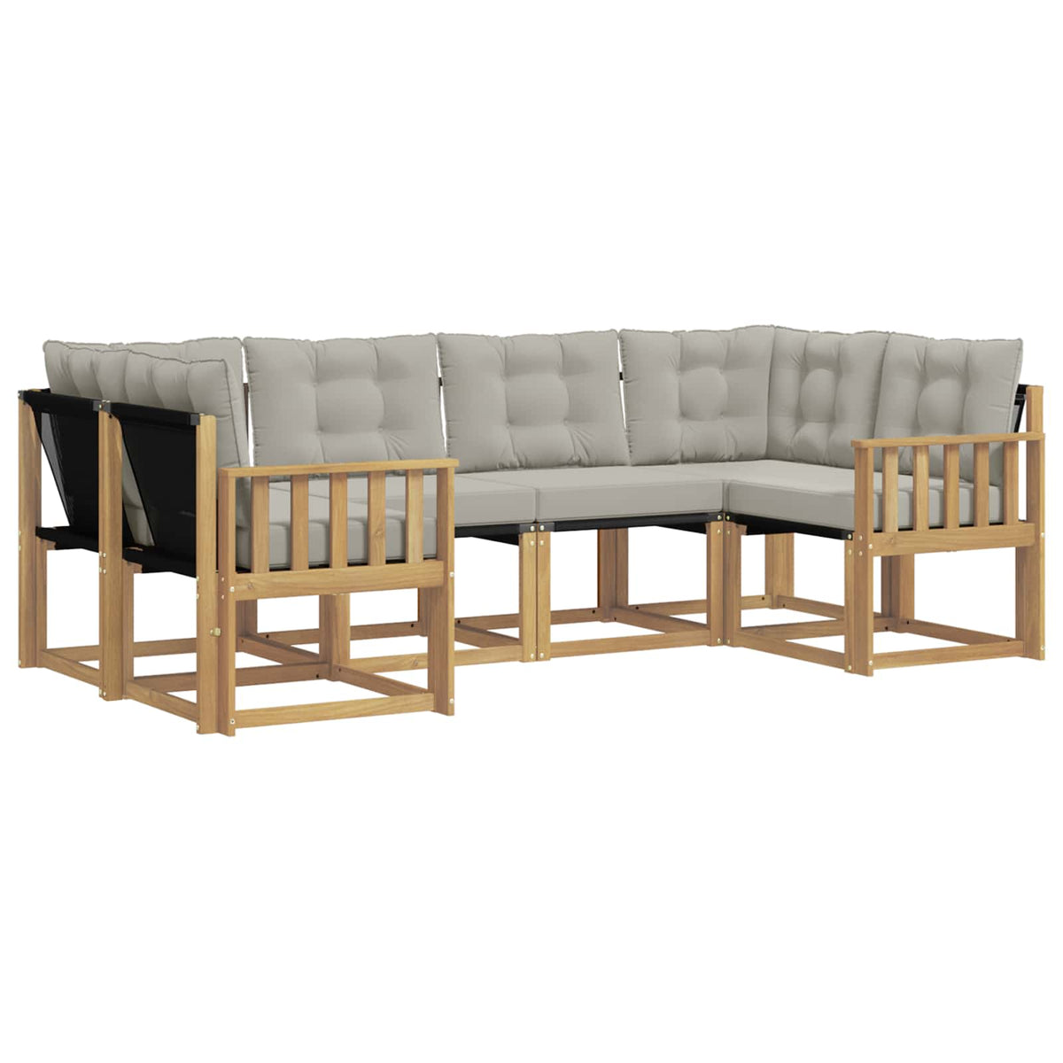 Set vanjskih sofa 6 kom. Bijela i svjetlosiva Smeđa 245 x 128,5 x 73 cm