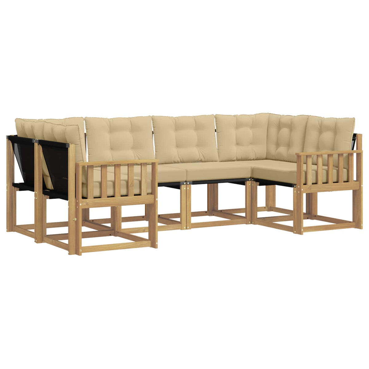 Set vanjskih sofa 6 kom. Bijela i bež Smeđa 245 x 128,5 x 73 cm
