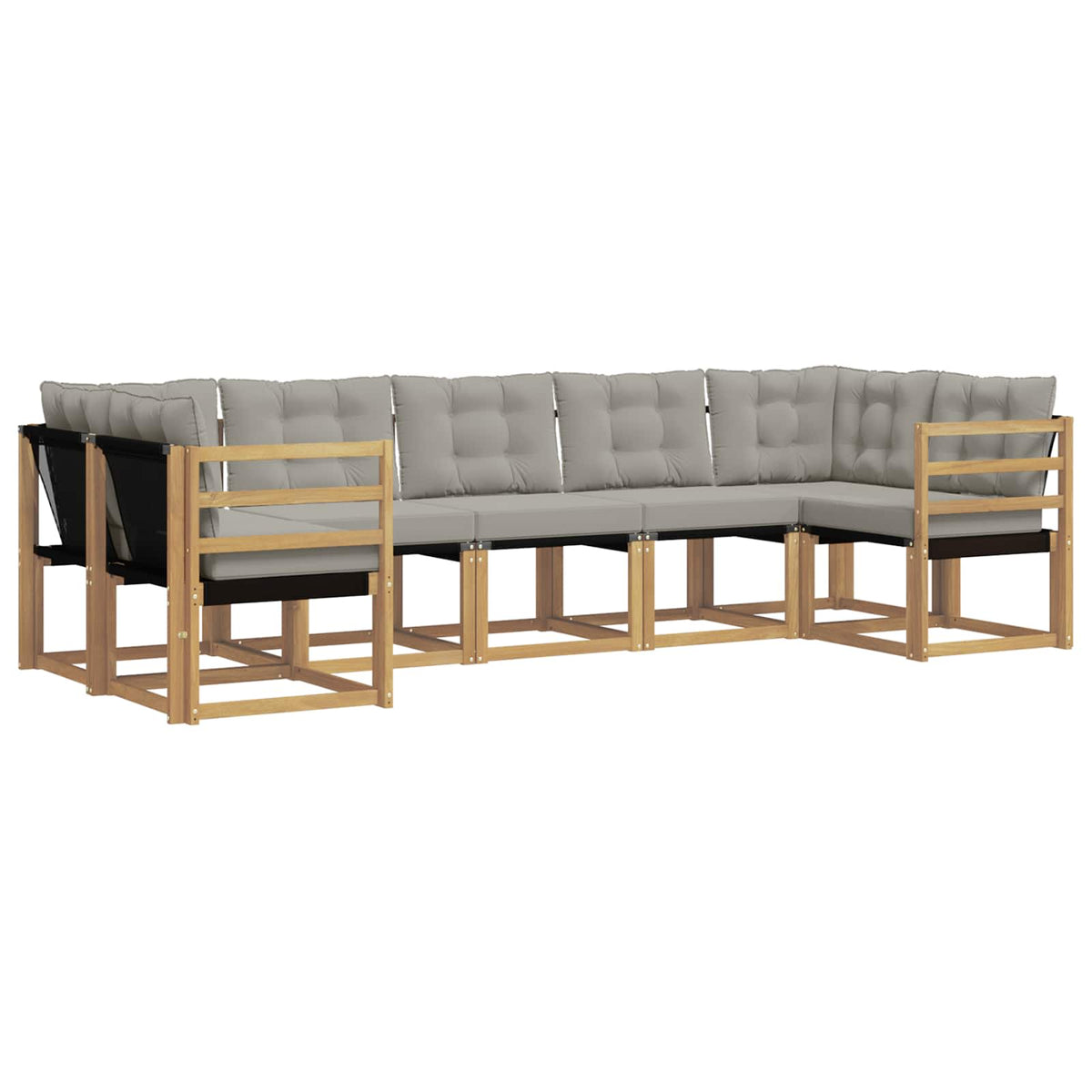 Set vanjskih sofa 7 kom. Bijela i svjetlosiva Smeđa 304 x 126,5 x 73 cm