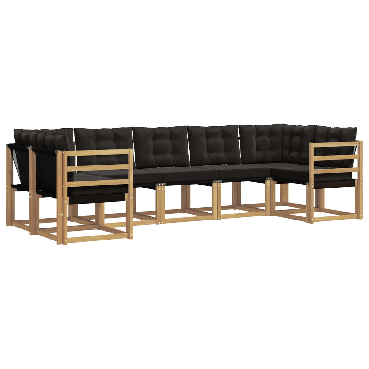 Set vanjskih sofa 7 kom. Bijela i crna Smeđa 304 x 126,5 x 73 cm