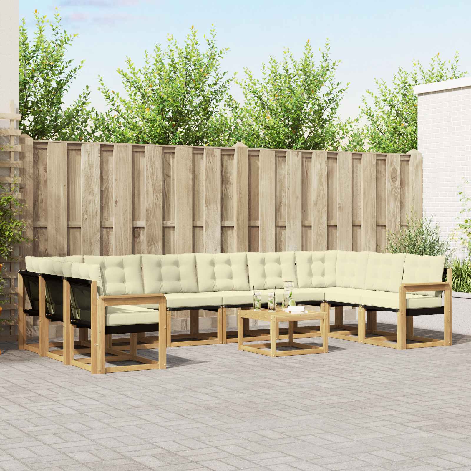 Set vanjskih sofa s jastukom 11 pcs Bijela i krem