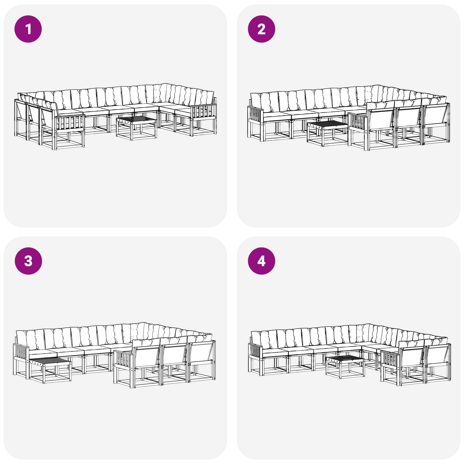 Set vanjskih sofa s jastukom 11 pcs Bijela i krem