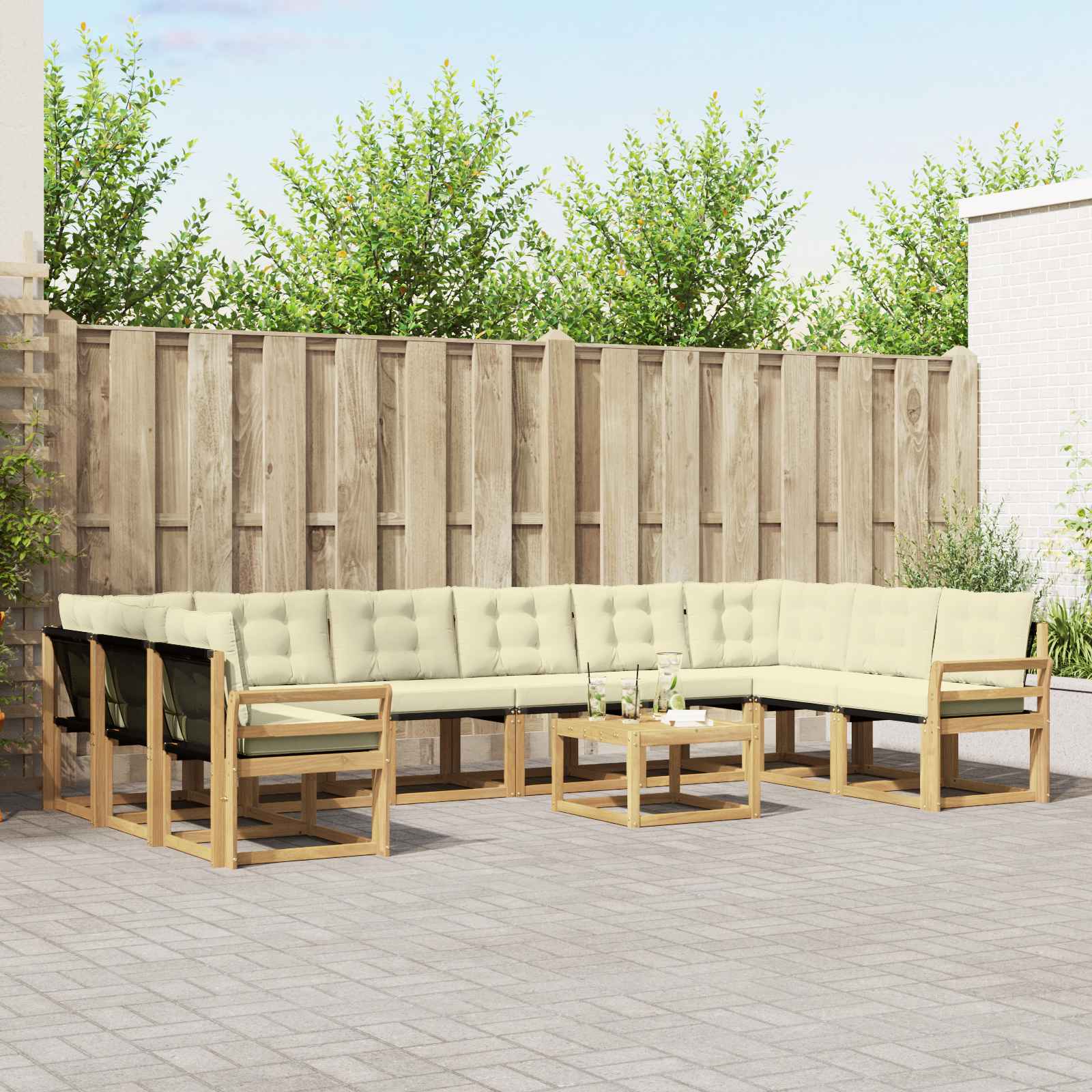 Set vanjskih sofa s jastukom 11 pcs Bijela i krem