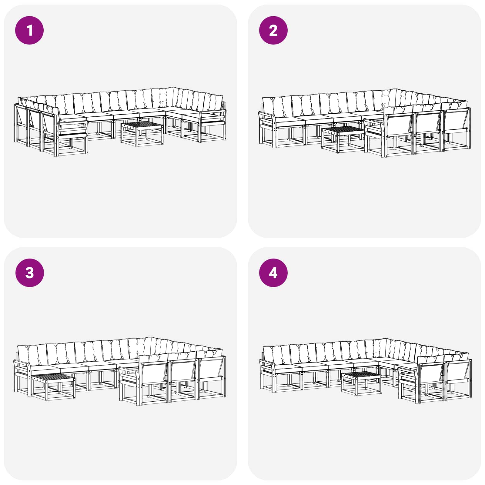 Set vanjskih sofa s jastukom 11 pcs Bijela i krem