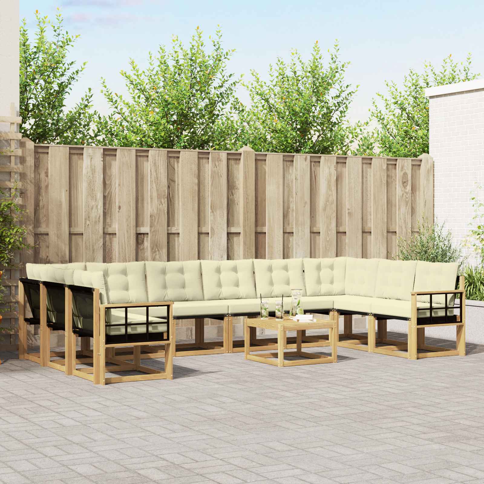 Set vanjskih sofa s jastukom 11 pcs Bijela i krem