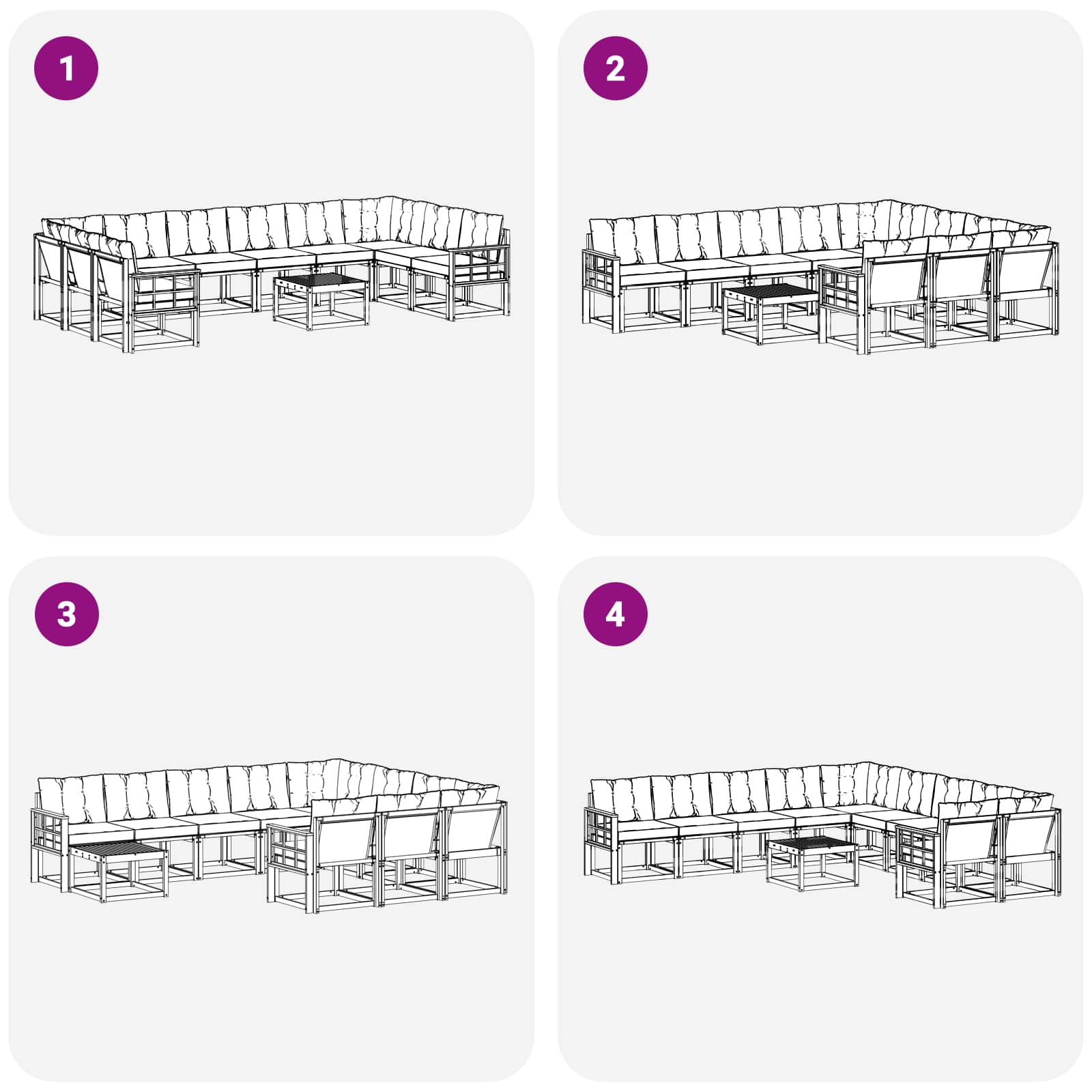 Set vanjskih sofa s jastukom 11 pcs Bijela i krem