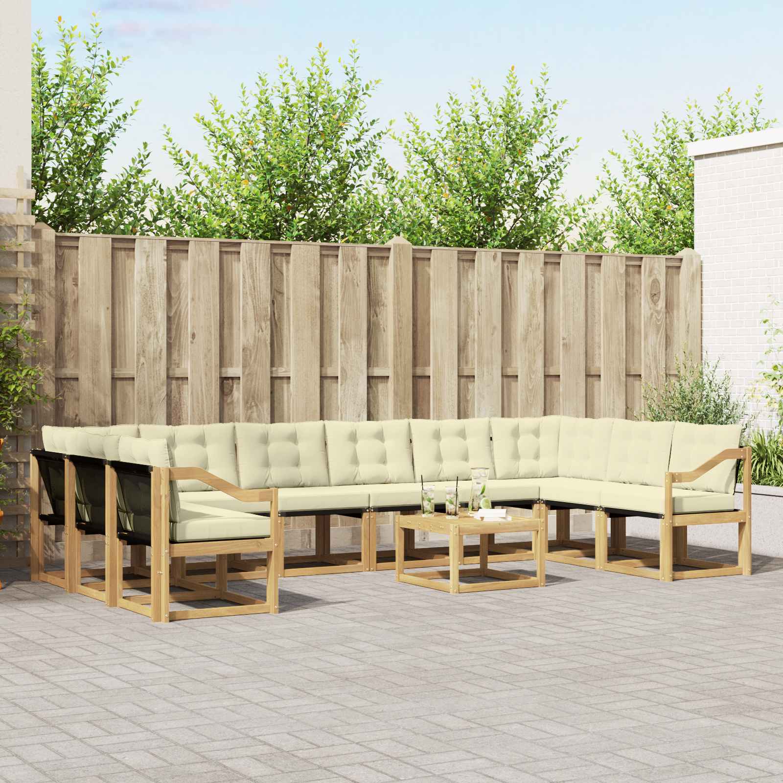 Set vanjskih sofa s jastukom 11 pcs Bijela i krem