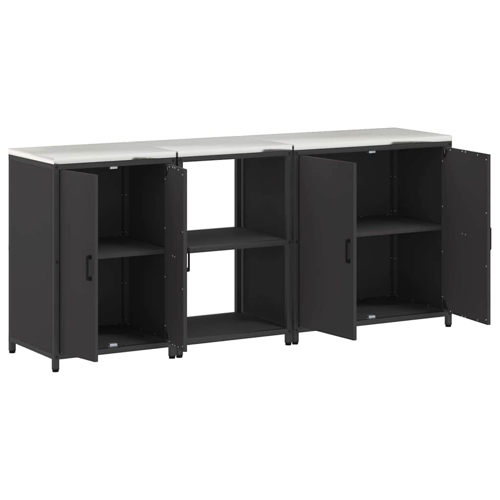 Kuhinjski set za pohranu HATTEM 3 pcs Crna Čelična vrata